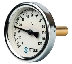 SIM-0001-805015 - Термометр биметаллический, Корпус 80 мм, Гильза 50 мм, 120 гр.ц. Stout
