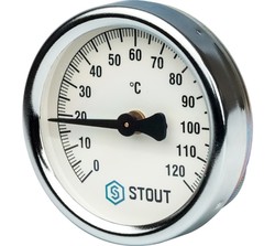 Термометр биметаллический, накладной, Корпус 63 мм, 120 гр.ц. Stout
